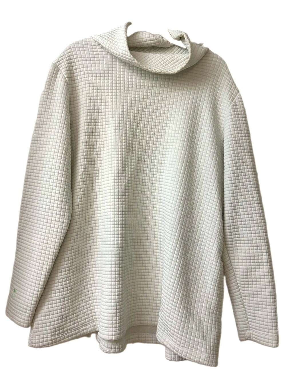 Dudley Stephens Cream Quilted Waffle Fleece Stand Collar Turtleneck Pullover XXL